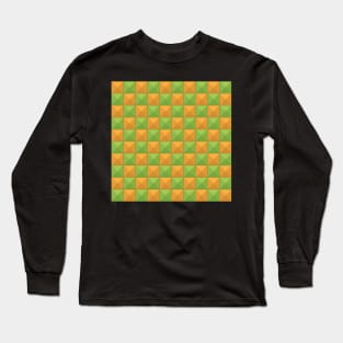 Yellow and Green Checkered Squares Long Sleeve T-Shirt